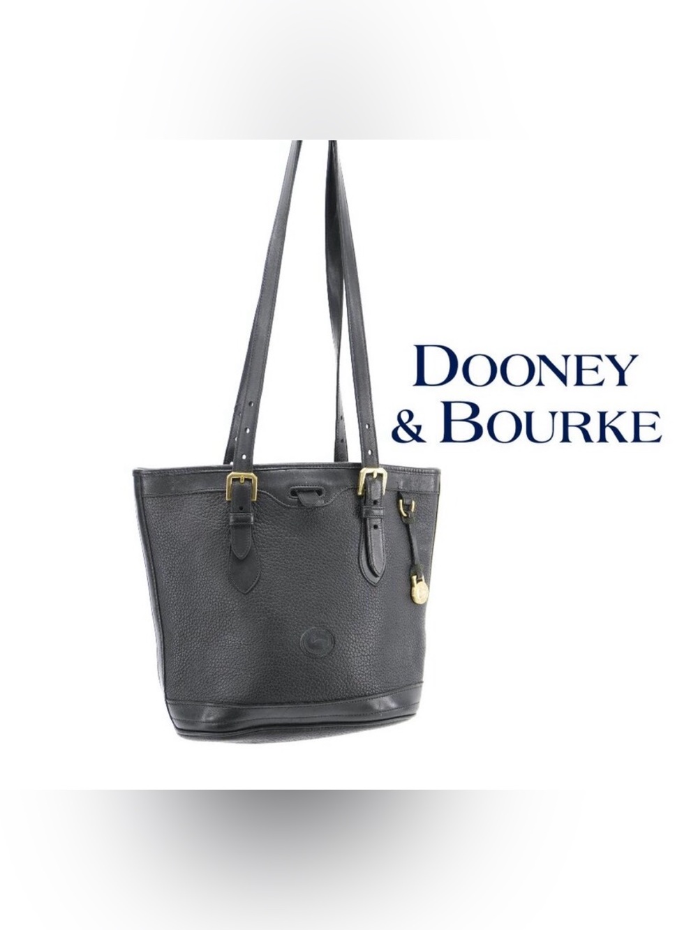 Vintage Dooney & Bourke Black Pebbled Leather Bucket BagTote